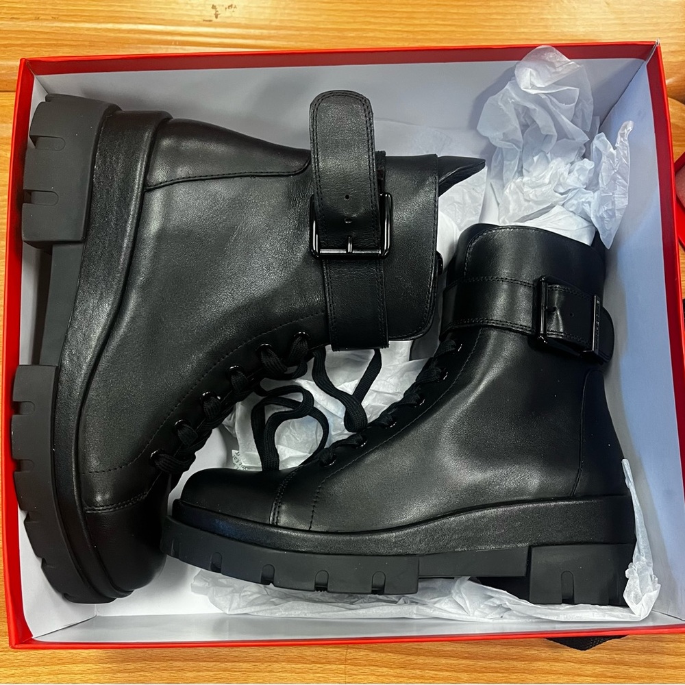 Black Combat & Moto Boots NEVER WORN!